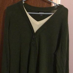 Green and cream sweater